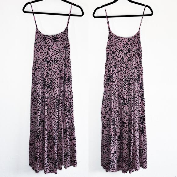 Stillwater Dresses & Skirts - Stillwater Memz Pebbles Pink Cheetah Leopard Print Tiered Leg Slit Maxi Dress XS